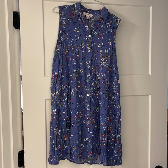 used small womens floral button tank top collars dress - Picture 1 of 2